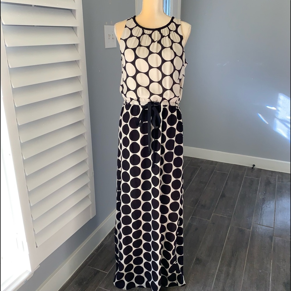 LOFT POLKA DOTS SLEEVELESS MAXI DRESS SIZE 10